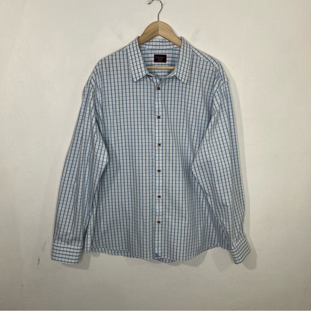 UnTuckIt Wrinkle Free Roodeberg Wrinkle Free Blue White Button Down Size XXXL
